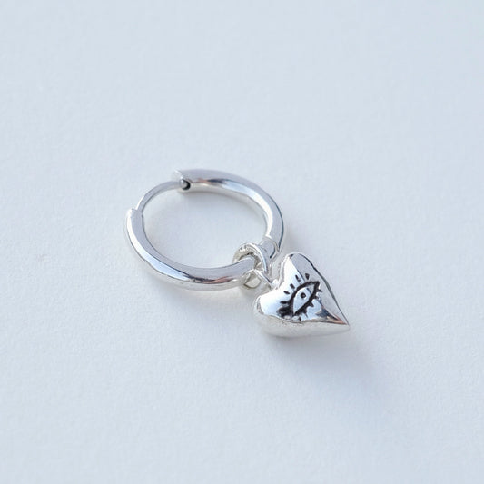 Sterling silver earring Heart handmade 925 jewelry