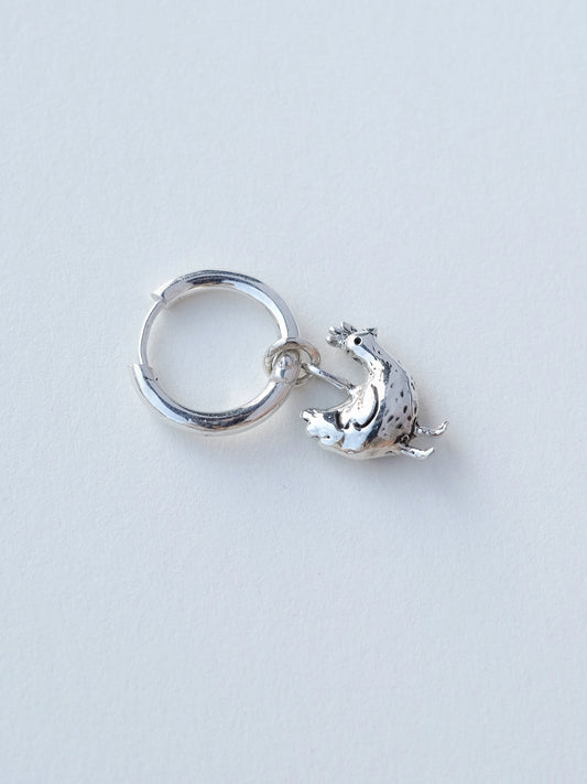 Sterling silver chicken earring Co-Co - handmade 925 jewelry
