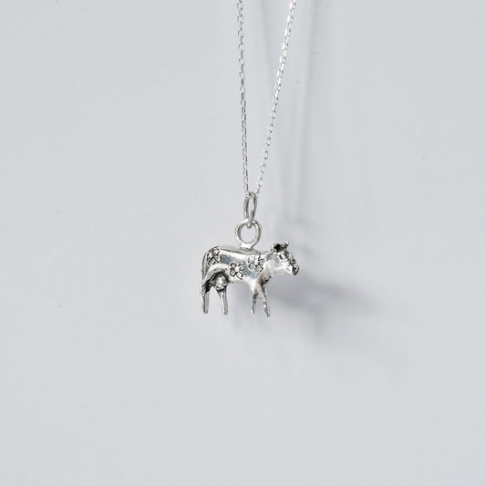 Pendant "Moo-Moo" - Sterling Silver Cow Charm Necklace