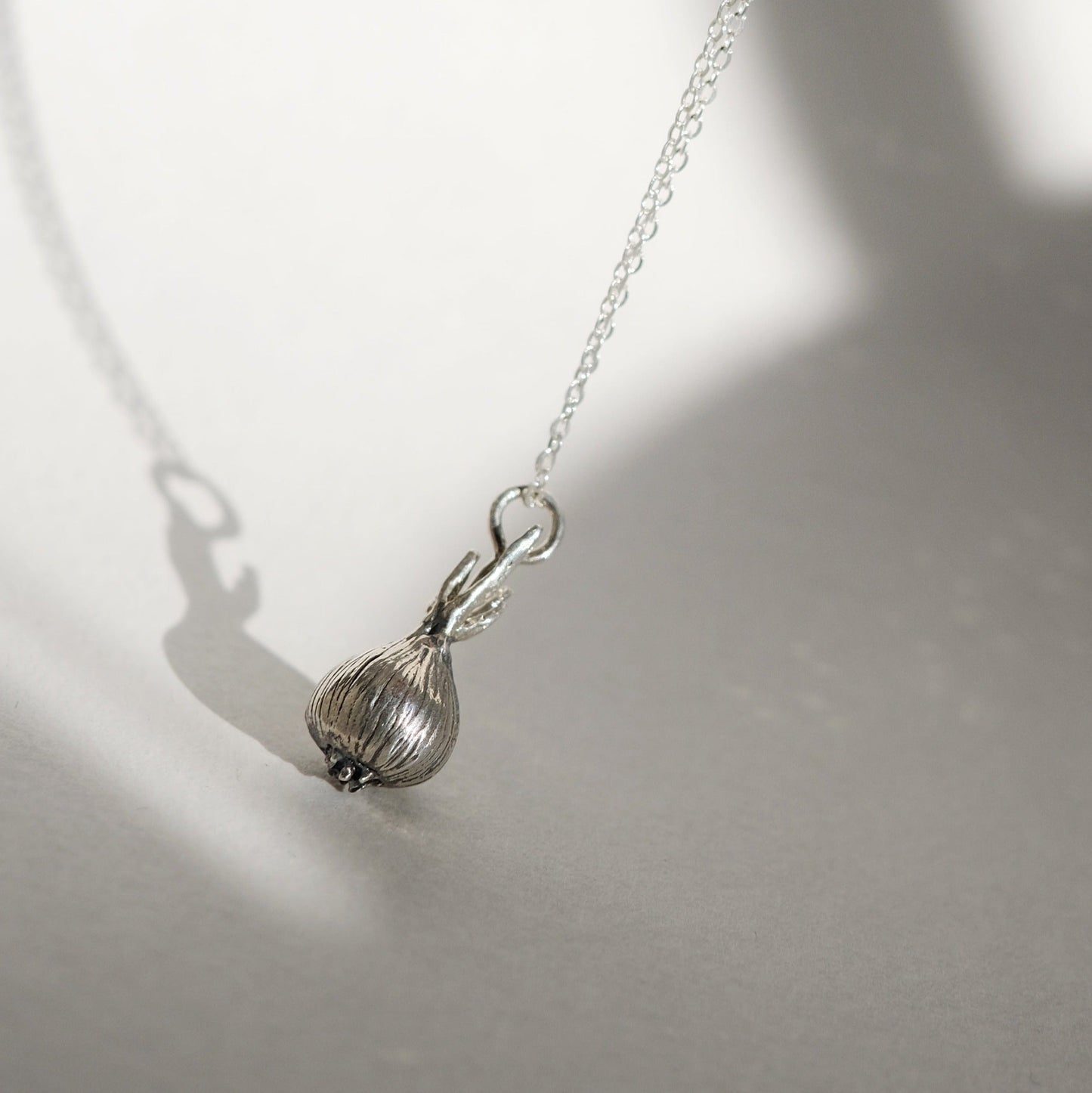 Handmade sterling silver onion pendant Cibulika - 925 vegetable charm