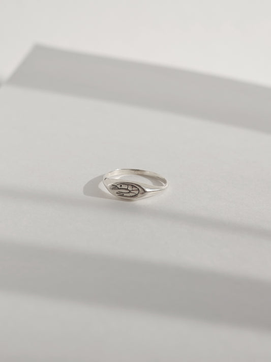 Handmade sterling silver shrimp ring - 925 silver animal jewelry