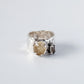Wide Ring with Citrine and Smoky Quartz