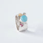 Ring mit blauem Chalcedon und Turmalinen