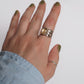 Wide Ring with Citrine and Smoky Quartz