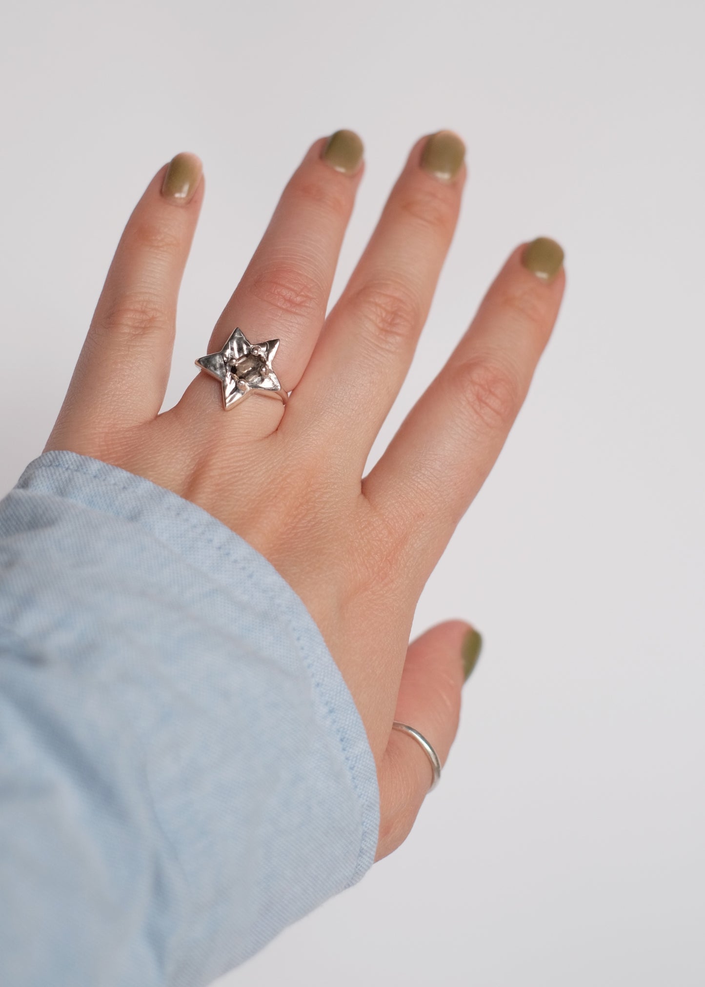 Ring Little Star with Smoky Quartz